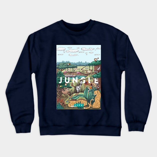 jungle animal illustration Crewneck Sweatshirt by Mako Design 